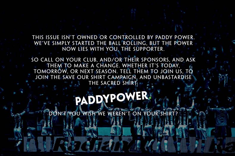 Paddy Power's Save Our Shirt Campaign
