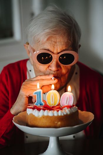 100 year old woman celebrating birthday