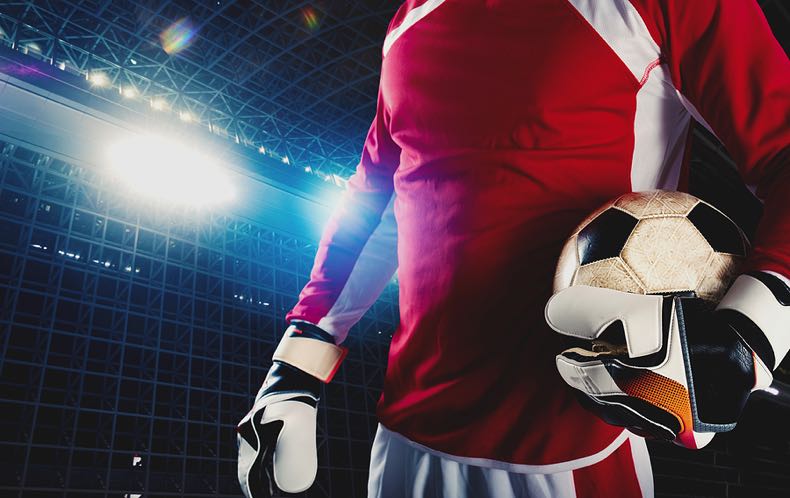 Goalkeeper holding ball