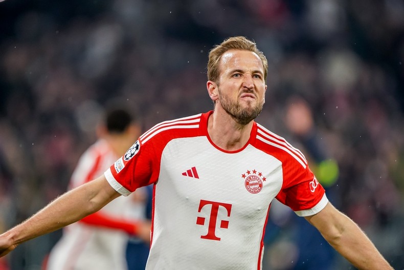 Harry Kane Celebrating Goal for Bayern Munich