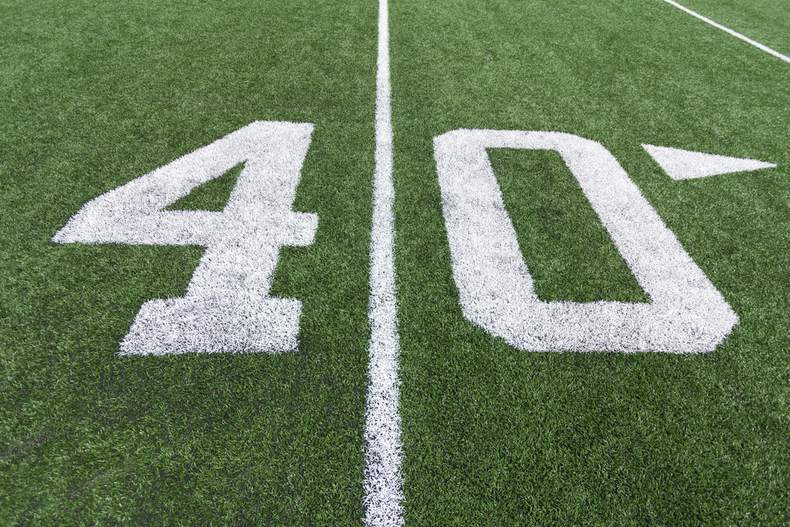 Number 40 on American Football Field