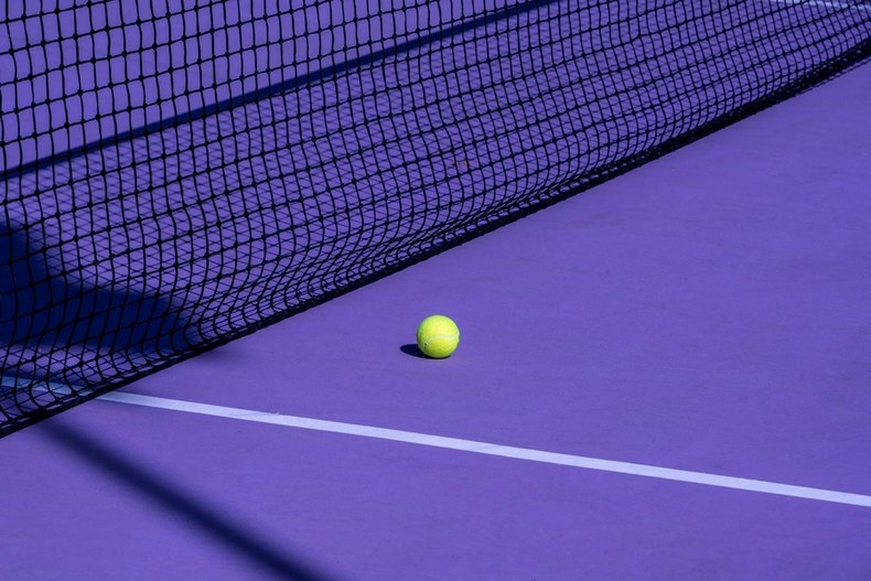 Purple Tennis Court and Net